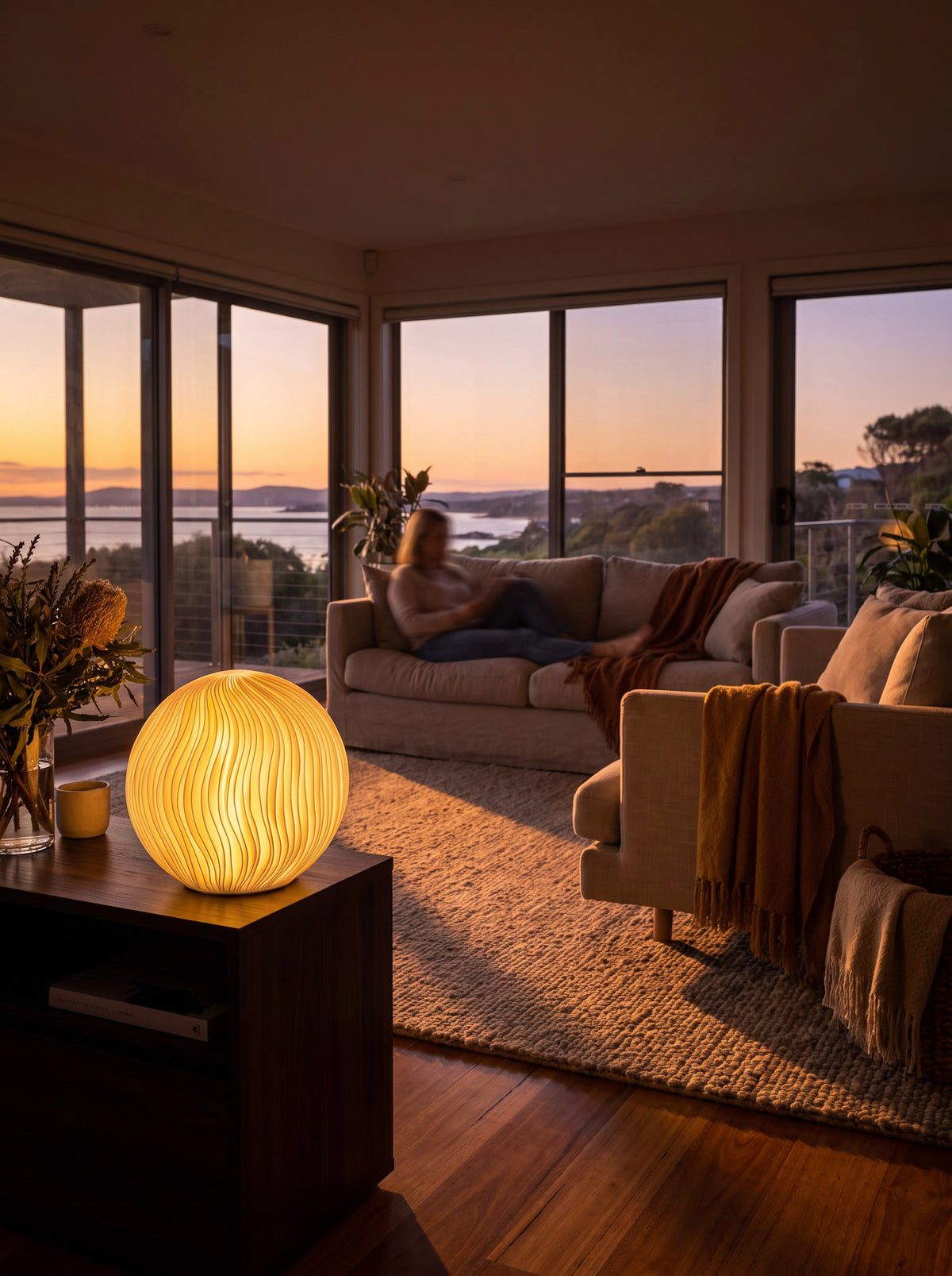 Reed sculptural table lamp, hand-finished in Perth — view 3
