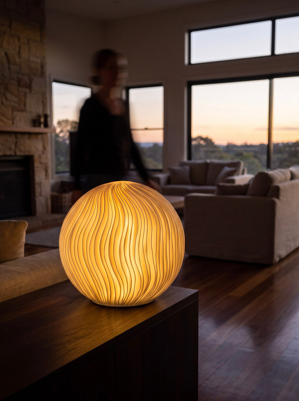 Reed sculptural table lamp, hand-finished in Perth — view 2
